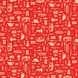 Shawn Wallace Happy Haven Let's Camp Red Fabric