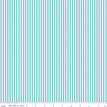 Riley Blake Stripes 1/8" Peacock Blue and White Fabric