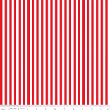 Riley Blake Stripes 1/4" Red and White Fabric