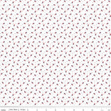 Pattern of small American flags on a white background