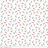 Riley Blake Patriotic Basics Pop Boom Bang White Fabric