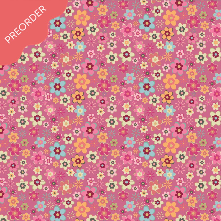 Poppie Cotton Calico Cowgirls Cowgirl Meadow Pink Fabric