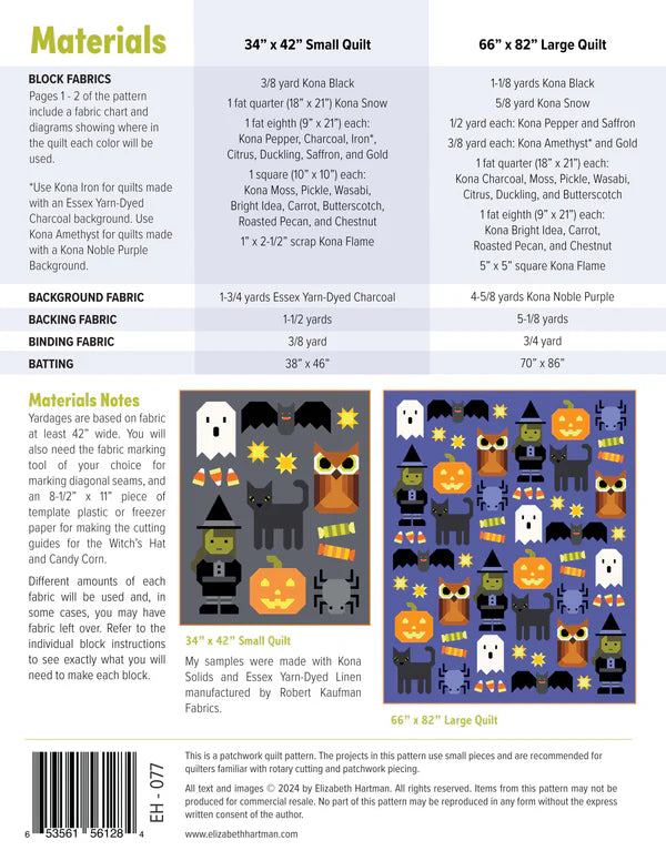 Elizabeth Hartman Happy Halloween Quilt Pattern