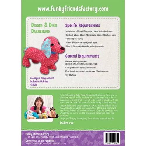 Funky Friends Factory Digger and Dixie Dachshund Pattern