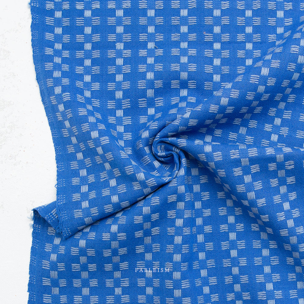 
Fine and Dandy Basket Weave Bright Blue Woven Fabric by Fableism
