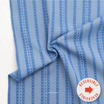Fine and Dandy Stitch Stripe Blue Woven Fabric by Fableism