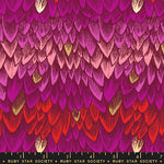 Fabric with pink and red scalloped pattern, Ruby Star Society label at the bottom.