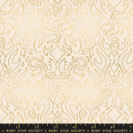 Gold patterned fabric with 'Ruby Star Society' label on a beige background
