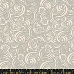 Patterned fabric with swirling designs on a gray background, featuring Ruby Star Society label.