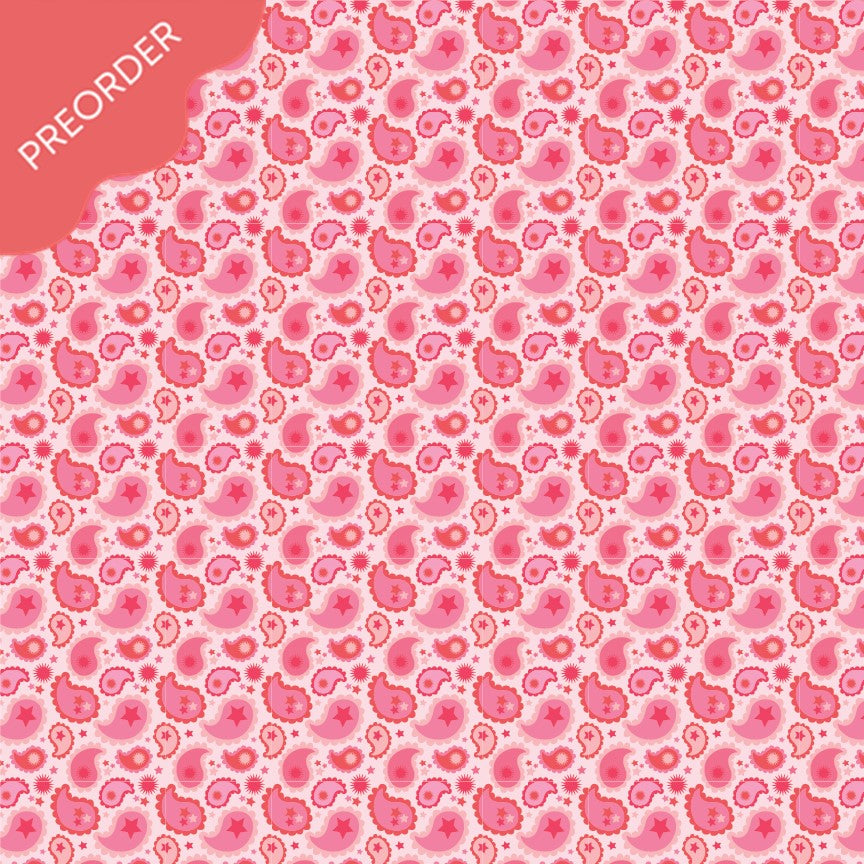 Poppie Cotton Calico Cowgirls Paisley & Poppy Pink Fabric