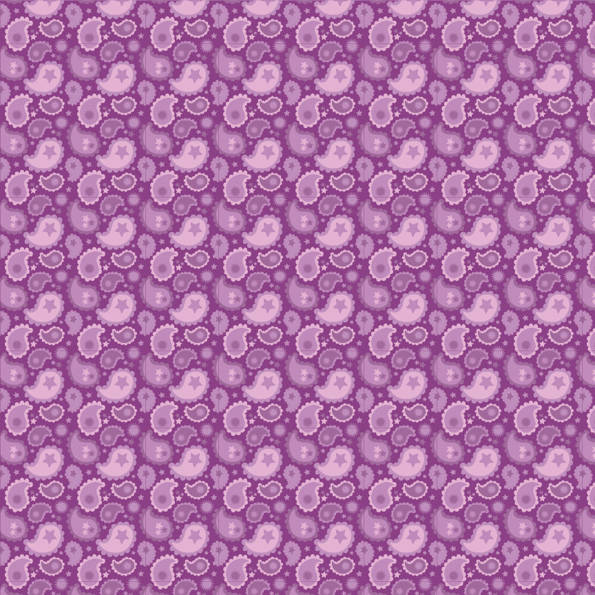 Poppie Cotton Calico Cowgirls Paisley & Poppy Purple Fabric