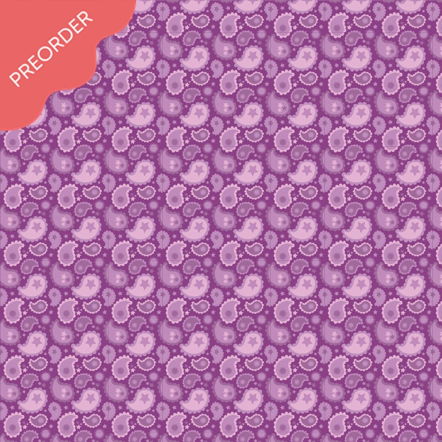 Poppie Cotton Calico Cowgirls Paisley & Poppy Purple Fabric