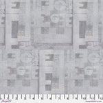 Fabric swatch with geometric pattern on a gray background