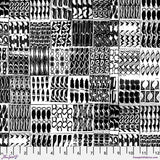 Collection of black and white geometric patterns arranged in a grid.