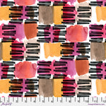 Colorful abstract pattern with black lines on a white background, featuring a ruler for scale.