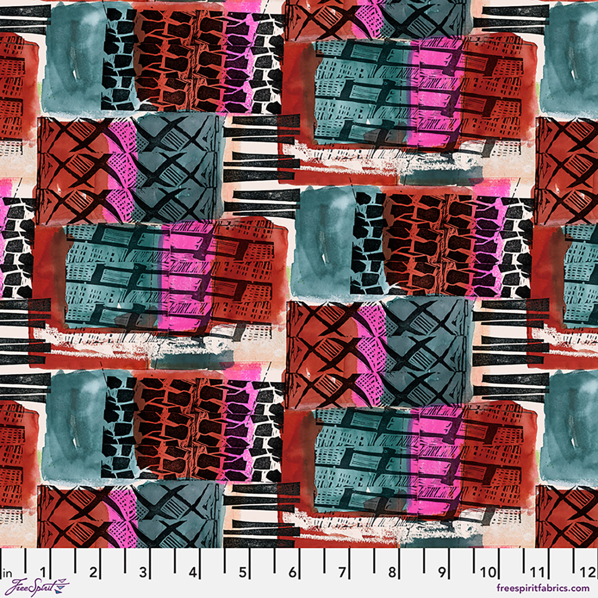 Colorful abstract pattern with a ruler at the bottom for scale.