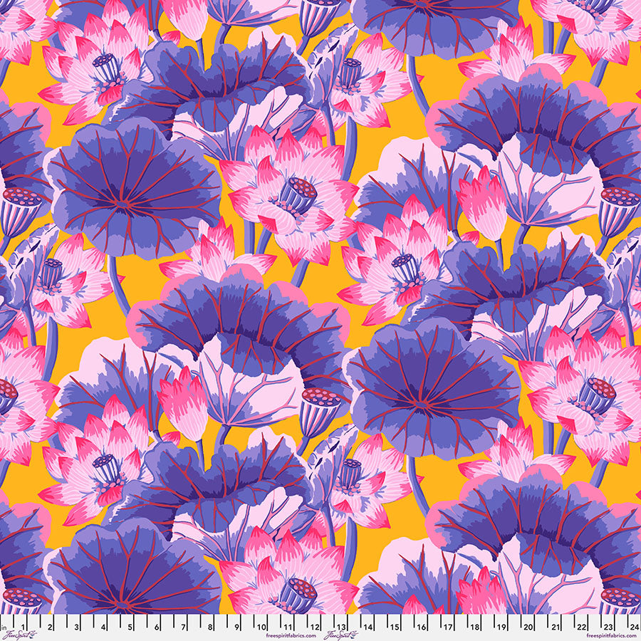 Kaffe Fassett Collective Aug 23 Lake Blossoms Purple Fabric