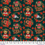 Christmas Pets Christmas Dogs Spruce Fabric by Mia Charro