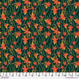 Christmas Pets Christmas Poinsettias Spruce Fabric by Mia Charro
