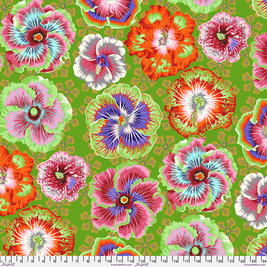 Kaffe Fassett Collective Aug 23 Floating Hibiscus Green Fabric
