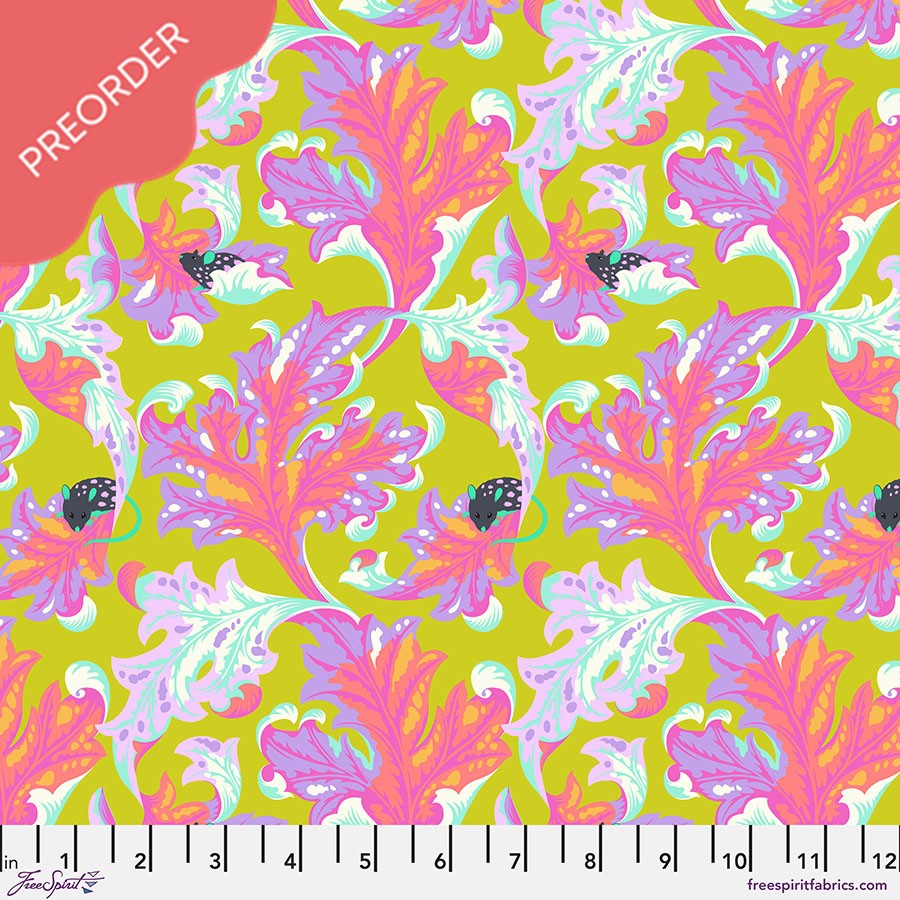 Mashe Deja Eek and Tabby Road Modern Elecroberry Chartreuse Tula Quilting Vu Pink Fabric Fabric –
