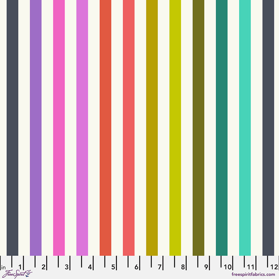 Tula Pink Tabby Road Deja Vu Disco Stripe Prism Rainbow Fabric