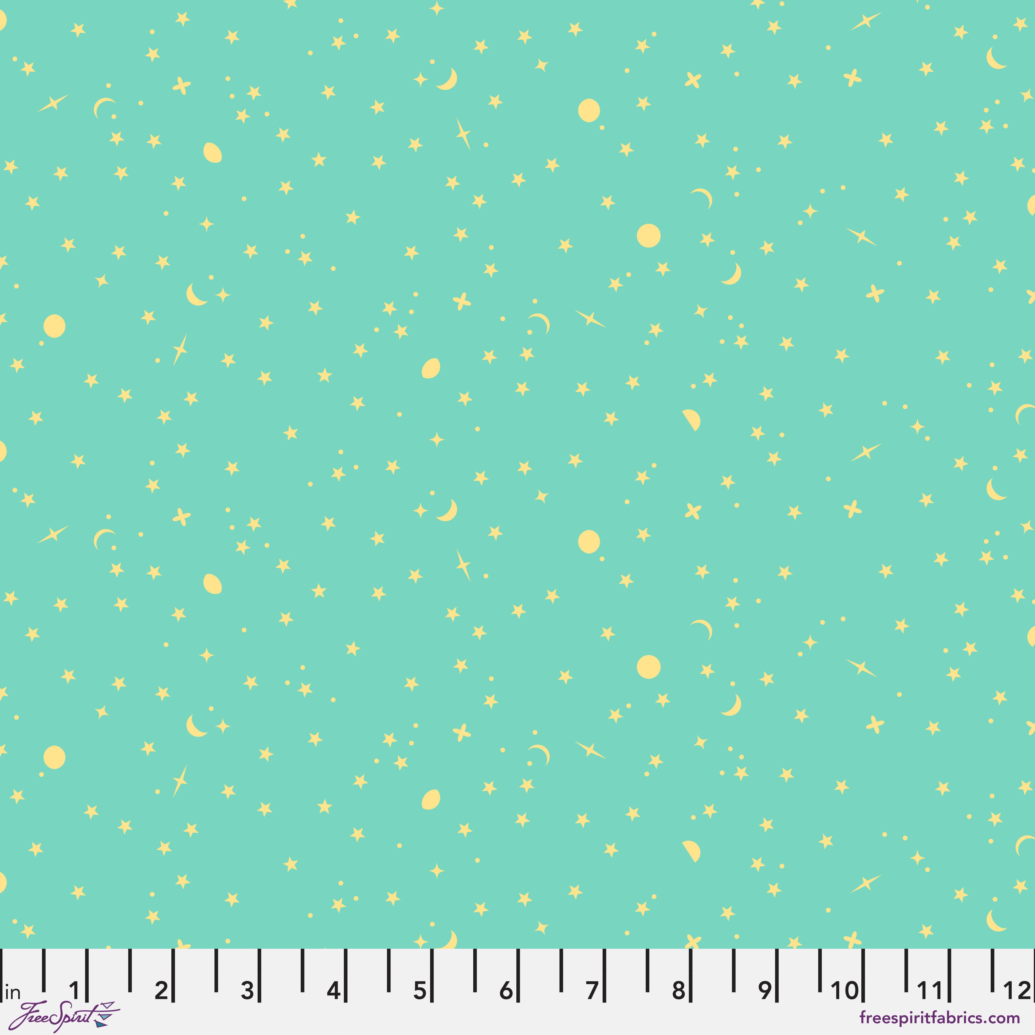 Tula Pink True Colors 2025 Space Sprinkles Seaglass Aqua Fabric