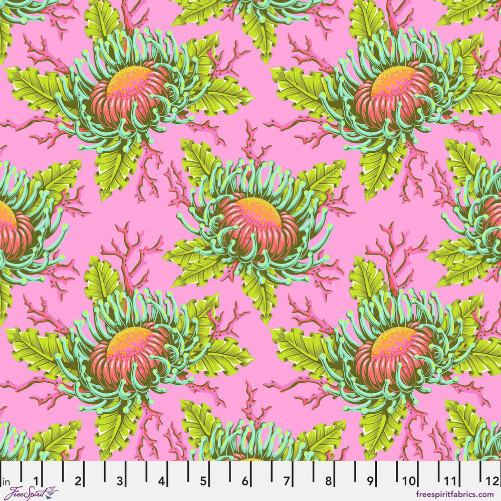 Tula Pink Floral Reef Friends & Anemones Coralline Fabric