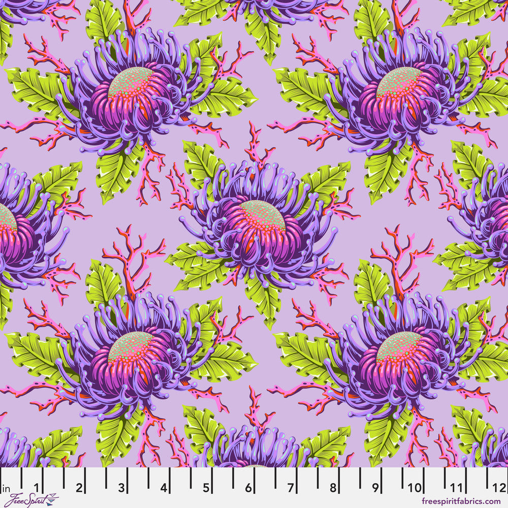 Tula Pink Floral Reef Friends & Anemones Ultraviolet Fabric