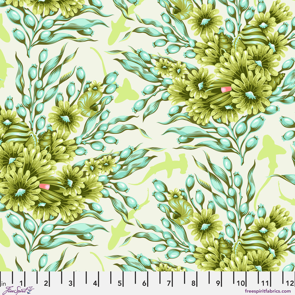 Tula Pink Floral Reef Shadow Sharks Seagrass Fabric