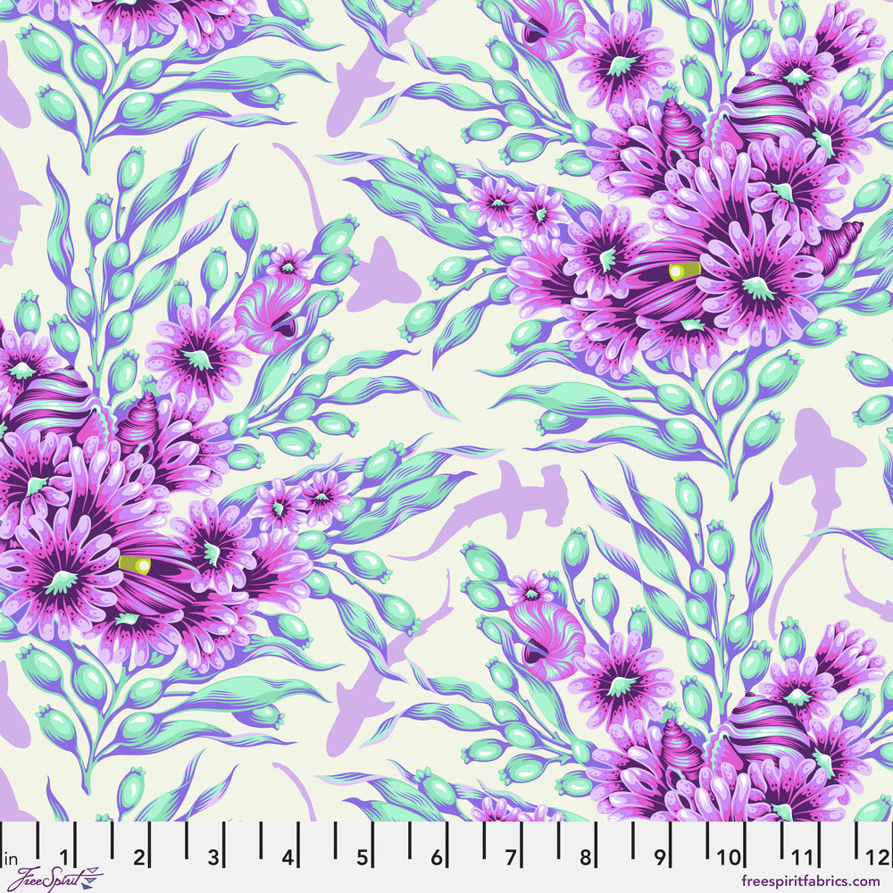 Tula Pink Floral Reef Shadow Sharks Ultraviolet Fabric