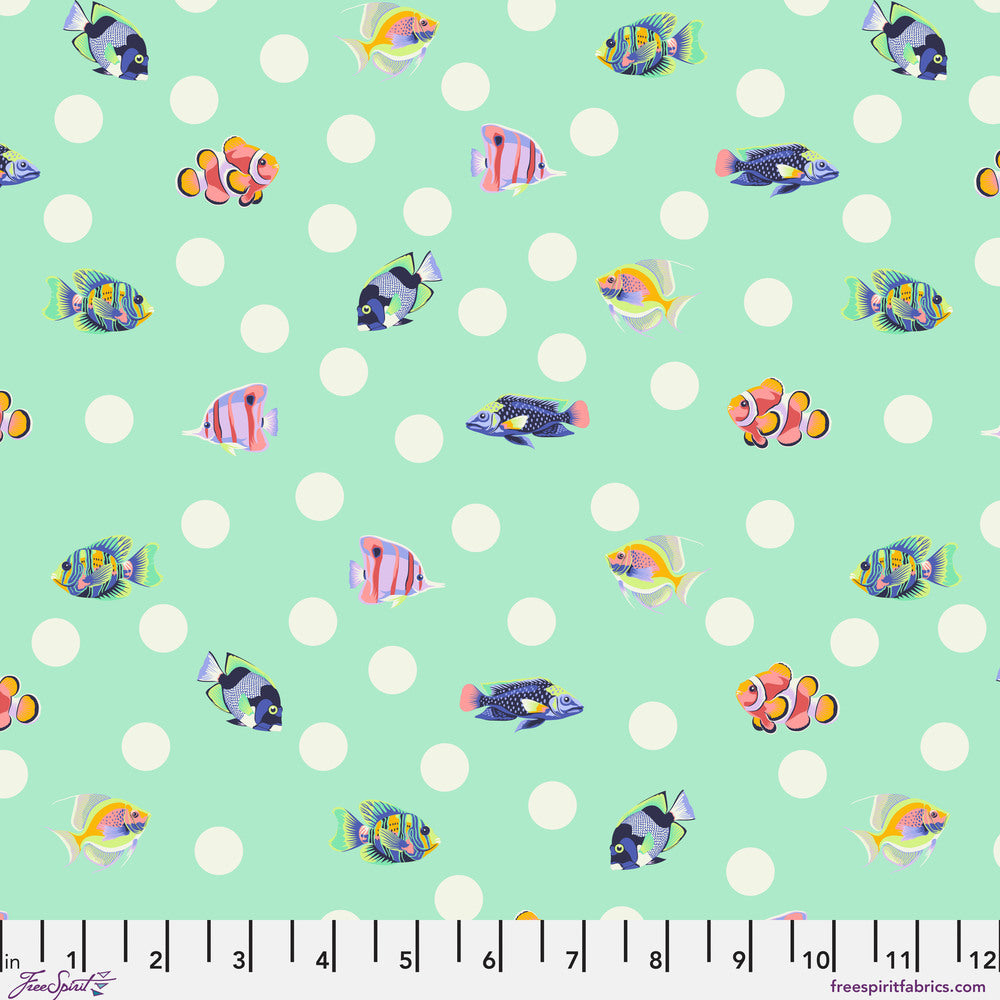 Tula Pink Floral Reef School Crossing Seafoam Fabric
