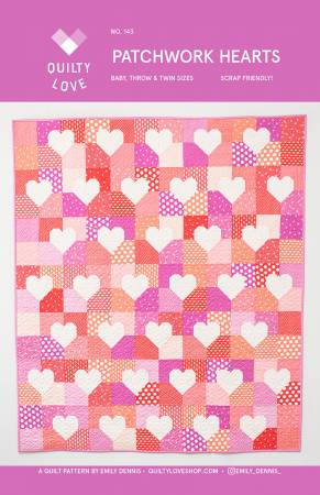 Patchwork Hearts Quilt Pattern by Emily Dennis of Quilty Love