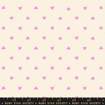 Pattern of small pink hearts on a beige background with Ruby Star Society label at the bottom.