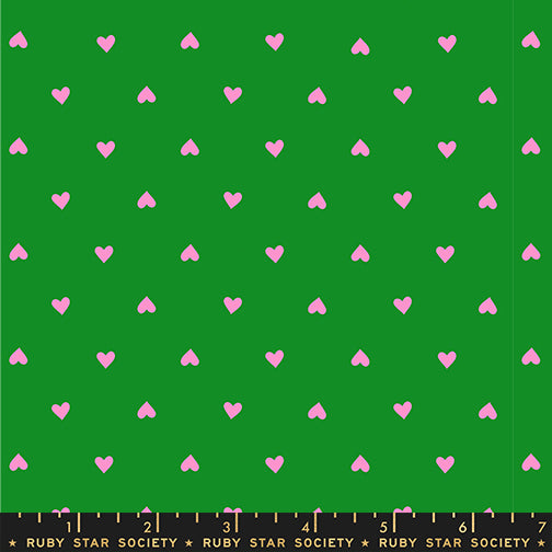 Ruby Star Society Trinketry Hearts Deep Verdant Neon Fabric