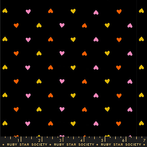 Ruby Star Society Trinketry Hearts Black Fabric