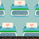 Ruby Star Society Best Day Ever Typewriters Turquoise Fabric