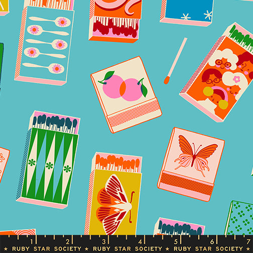 Ruby Star Society Trinketry Matchbooks Turquoise Blue Fabric