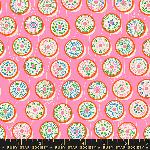 Ruby Star Society Trinketry Spools Flamingo Pink Fabric