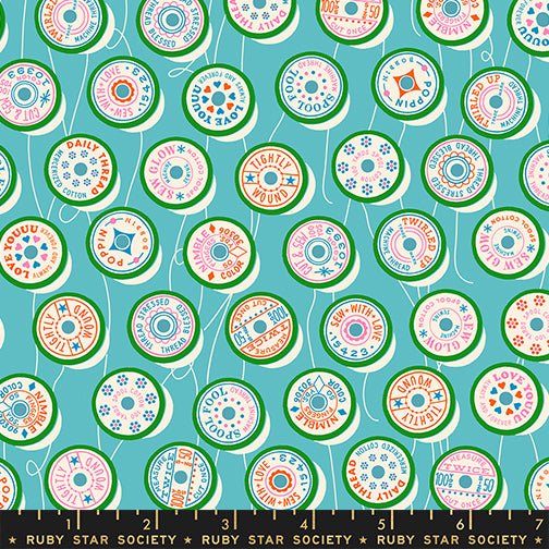 Ruby Star Society Trinketry Spools Turquoise Fabric