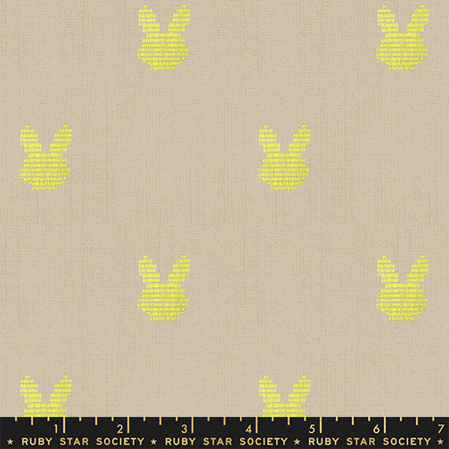 Lofi Loom Bunnies Linen Woven Fabric by Ruby Star Society