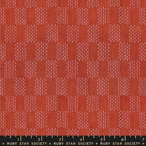Lofi Loom Seed Beads Cayenne Woven Fabric by Ruby Star Society