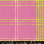 Lofi Loom Tattersome Vivid Pink Woven Fabric by Ruby Star Society