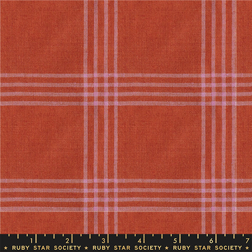 Lofi Loom Tattersome Cayenne Woven Fabric by Ruby Star Society