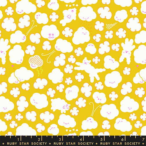Float Cloudy Starfruit Fabric by Ruby Star Society