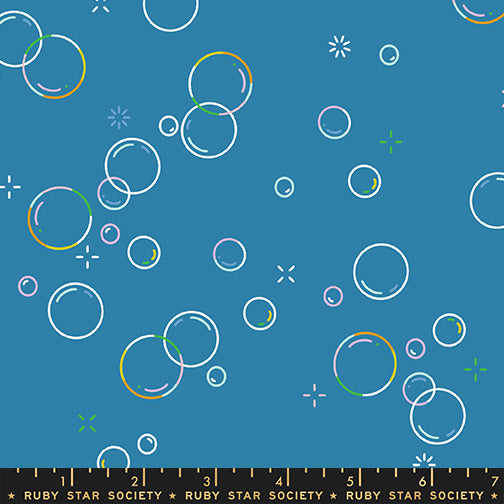 Float Bubbly Parachute Blue Fabric by Ruby Star Society