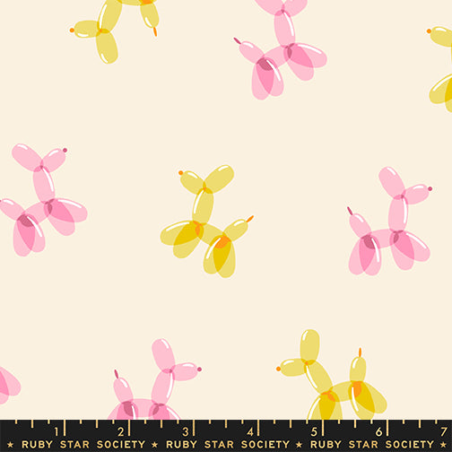 Float Balloon Doggie Natural Fabric by Ruby Star Society
