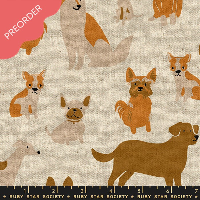 Ruby Star Society Dog Park Natural Canvas Linen Fabric