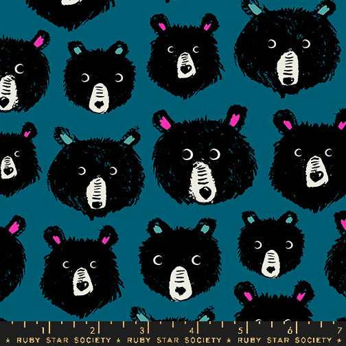 Ruby Star Society Teddy and The Bears Thunder Blue Fabric