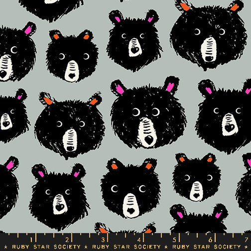 Ruby Star Society Teddy and The Bears Oyster Gray Fabric